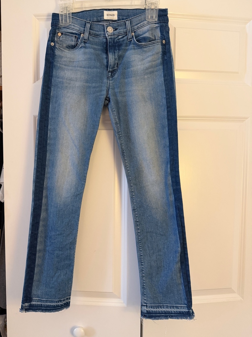 Hudson Jeans Light Blue Straight Leg with Dark Blue Side Stripe